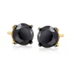 Ross-simons Black Diamond Stud Earrings In 14kt Yellow Gold In White