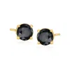 Ross-simons Black Diamond Stud Earrings In 14kt Yellow Gold In White