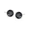 Ross-simons Black Diamond Stud Earrings In Sterling Silver In White