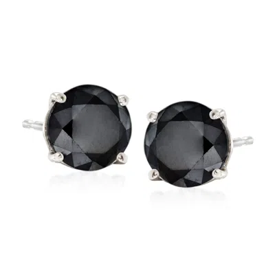Ross-simons Black Diamond Stud Earrings In Sterling Silver In White