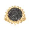 Ross-simons Black Diamond Sunflower Ring In 18kt Gold Over Sterling In White