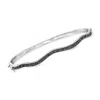 Ross-simons Black Diamond Wavy Bangle Bracelet In Sterling Silver In Black