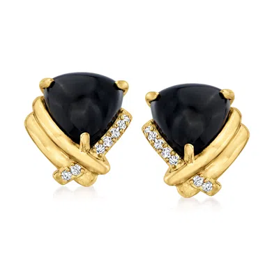 Ross-simons Black Onyx And . Diamond Earrings In 18kt Gold Over Sterling In White