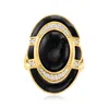 Ross-simons Black Onyx And Diamond Ring With Black Enamel In 18kt Gold Over Sterling In White