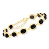 Ross-simons Black Onyx Bracelet In 18kt Gold Over Sterling In Multi