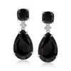 Ross-simons Black Onyx Drop Earrings In Sterling Silver