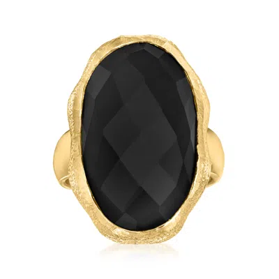 Ross-simons Black Onyx Ring In 18kt Gold Over Sterling