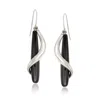Ross-simons Black Onyx Teardrop And Sterling Silver Spiral Drop Earrings In Black