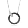 Ross-simons Black Spinel And . Diamond Circle Clasp Necklace In Sterling Silver In Black