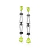Ross-simons Black Spinel And Peridot Art Deco-style Drop Earrings With White Topaz In Sterling Silver In Multi