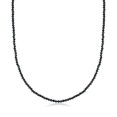 Ross-simons Black Spinel Bead Necklace With 18kt Gold Over Sterling