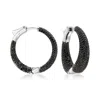Ross-simons Black Spinel Inside-outside Hoop Earrings In Sterling Silver In Black