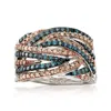 Ross-simons Blue And Champagne Diamond Ring In Sterling Silver In White