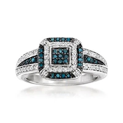 Ross-simons Blue And White Diamond Ring In Sterling Silver