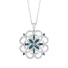 Ross-simons Blue And White Diamond Scrolling Medallion Pendant Necklace In Sterling Silver In Silver