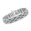 Ross-simons Blue And White Diamond Woven-pattern Bracelet In Sterling Silver In Multi