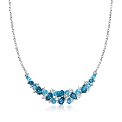 Ross-simons Blue And White Topaz Collar Necklace In Sterling Silver In Multi
