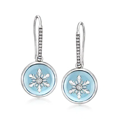 Ross-simons Blue Chalcedony And . White Topaz Snowflake Drop Earrings In Sterling Silver In Metallic