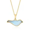 Ross-simons Blue Chalcedony Bird Pendant Necklace In 18kt Gold Over Sterling In Multi