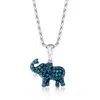Ross-simons Blue Diamond Elephant Pendant Necklace In Sterling Silver In White