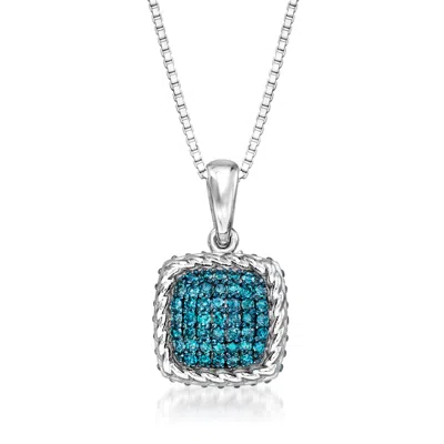 Ross-simons Blue Diamond Pendant Necklace In Sterling Silver In Multi