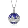 Ross-simons Blue Enamel Nativity Pendant Necklace With White Topaz In Sterling Silver In Blue
