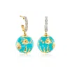 Ross-simons Blue Enamel Sea Life Drop Earrings With White Topaz In 18kt Gold Over Sterling In Gold