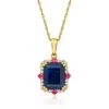 Ross-simons Blue Sapphire Pendant Necklace With . Pink And White Sapphires In 18kt Gold Over Sterling