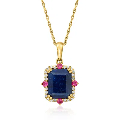 Ross-simons Blue Sapphire Pendant Necklace With . Pink And White Sapphires In 18kt Gold Over Sterling