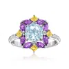 Ross-simons Blue Topaz, . Amethyst, . Citrine Ring With White Topaz Accents In Sterling Silver
