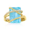 Ross-simons Blue Topaz And . Diamond Crisscross Ring In 14kt Yellow Gold