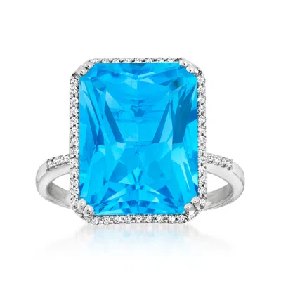 Ross-simons Blue Topaz And . Diamond Ring In 14kt White Gold
