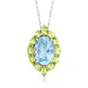 Ross-simons Blue Topaz And Peridot Pendant Necklace In Sterling Silver In Multi