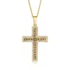 Ross-simons Brown And White Diamond Cross Pendant Necklace In 18kt Gold Over Sterling In Gold
