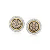 Ross-simons Brown And White Diamond Earrings In 18kt Gold Over Sterling In Gold