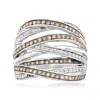 Ross-simons Brown And White Diamond Highway Ring In Sterling Silver In Metallic