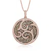 Ross-simons Brown And White Diamond Medallion Pendant Necklace In 18kt Rose Gold Over Sterling In Multi