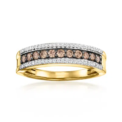 Ross-simons Brown And White Diamond Ring In 18kt Gold Over Sterling