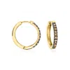 Ross-simons Brown Diamond Hoop Earrings In 18kt Gold Over Sterling In Gold