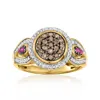 Ross-simons Brown, White And Red Diamond Ring In 18kt Gold Over Sterling In Gold