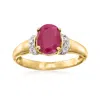 Ross-simons Burmese Ruby Ring With Diamond Accents In 14kt Yellow Gold In Red