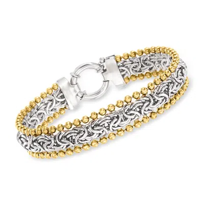 Ross-simons Byzantine Beaded Bracelet In Sterling Silver And 18kt Yellow Gold Over Sterling In Multi