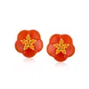 Ross-simons Carnelian And . Citrine Flower Earrings In 18kt Gold Over Sterling In Orange