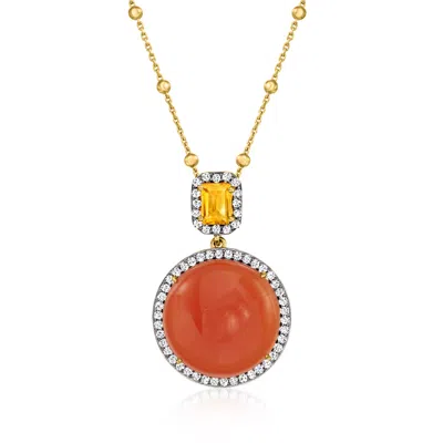 Ross-simons Carnelian And Citrine Pendant Necklace With . White Topaz In 18kt Gold Over Sterling In Multi