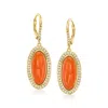 Ross-simons Carnelian And White Topaz Drop Earrings In 18kt Gold Over Sterling In White