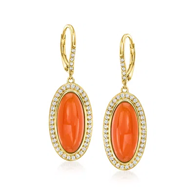 Ross-simons Carnelian And White Topaz Drop Earrings In 18kt Gold Over Sterling