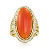 Ross-simons Carnelian And White Topaz Ring In 18kt Gold Over Sterling. In White
