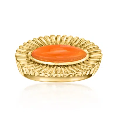 Ross-simons Carnelian Ring In 18kt Gold Over Sterling In Orange