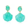 Ross-simons Carved Amazonite Seashell Drop Earrings In 18kt Gold Over Sterling In Multi
