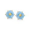 Ross-simons Carved Blue Chalcedony And . Citrine Flower Earrings In 18kt Gold Over Sterling